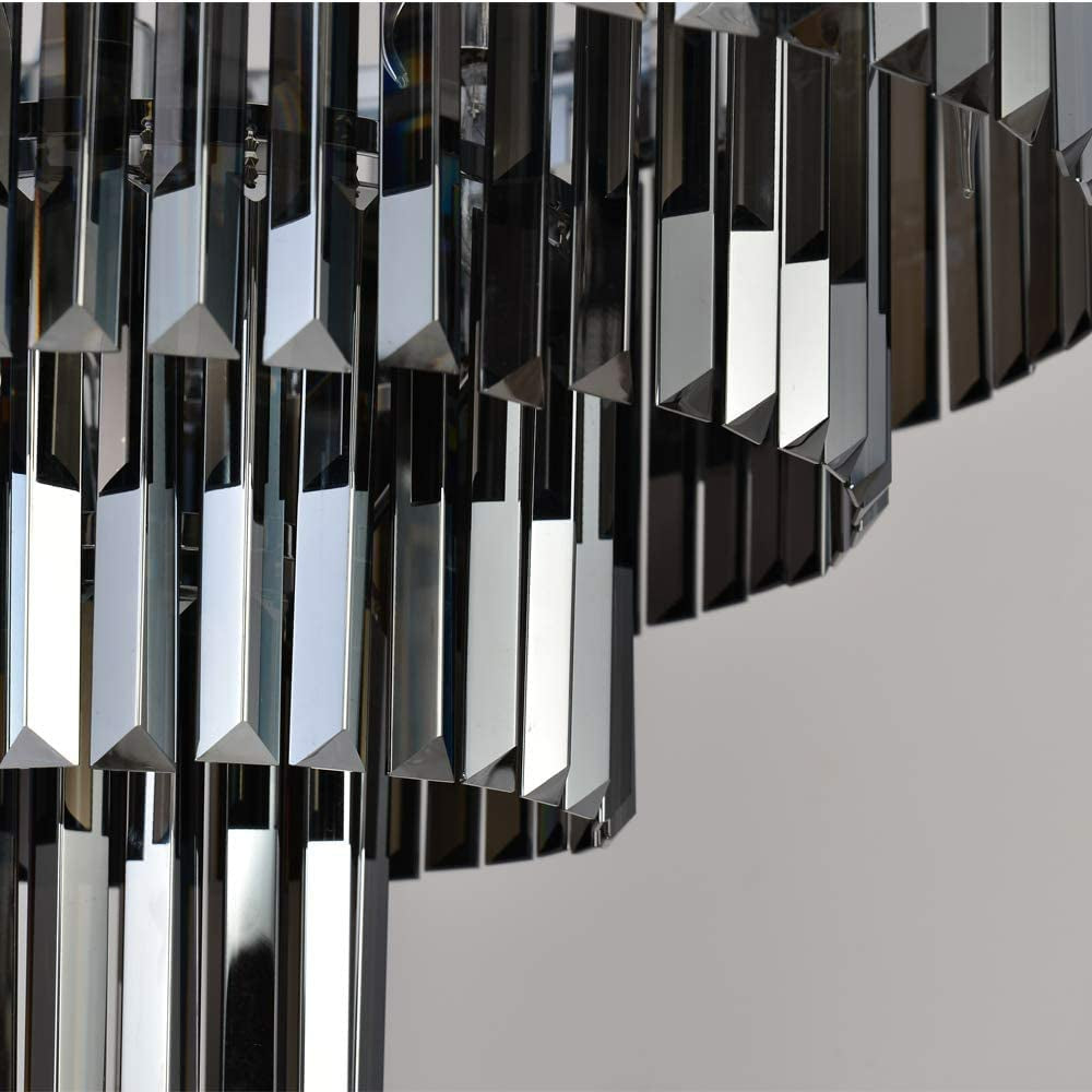 16 Lights Large Crystal Chandeliers D80Cm H50Cm Modern Luxury Flush Mount Ceiling Light Fixture 3 Colors Hanging Pendant K9 Smoky Gray Crystal Chandeliers for Dining Living Room Bedroom Entryway